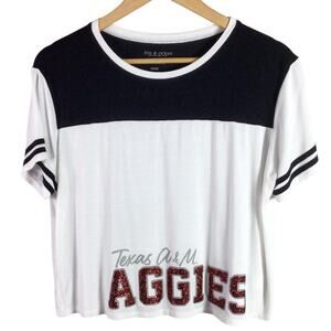 Texas A&M Aggies College Crop Top Black White womens XL